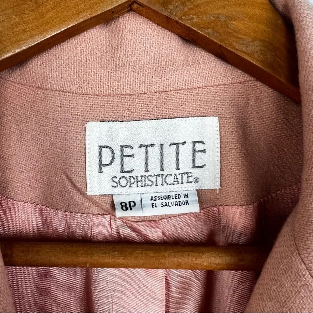 Petite Sophisticate Salmon Pink Wool 3 Button Suit Jacket Blazer - Picture 5 of 6